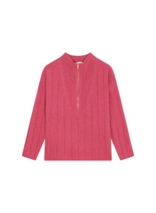 Pull col montant zippé en cachemire et laine recyclés - Lodric 7883 romance - 26 Rose foncé