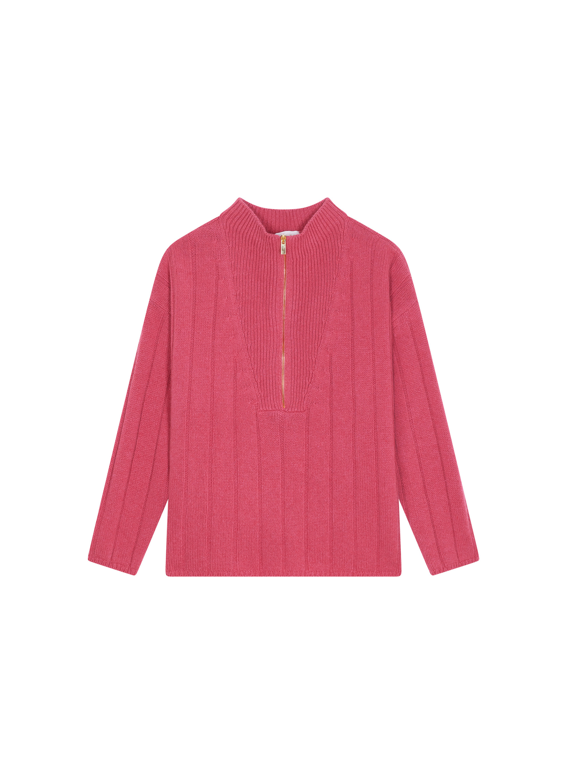 Zipped high-neck sweater in recycled cashmere and wool - Lodric