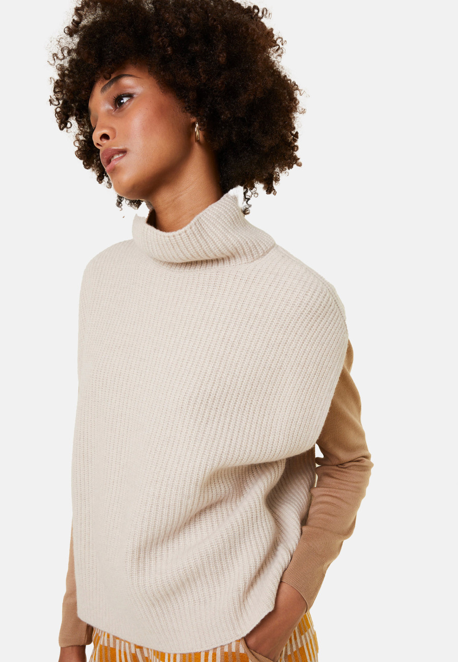 Suéter Cashmere Blend sem mangas e gola alta - Dalya