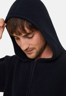 Hoodie à capuche avec poches en laine et cachemire