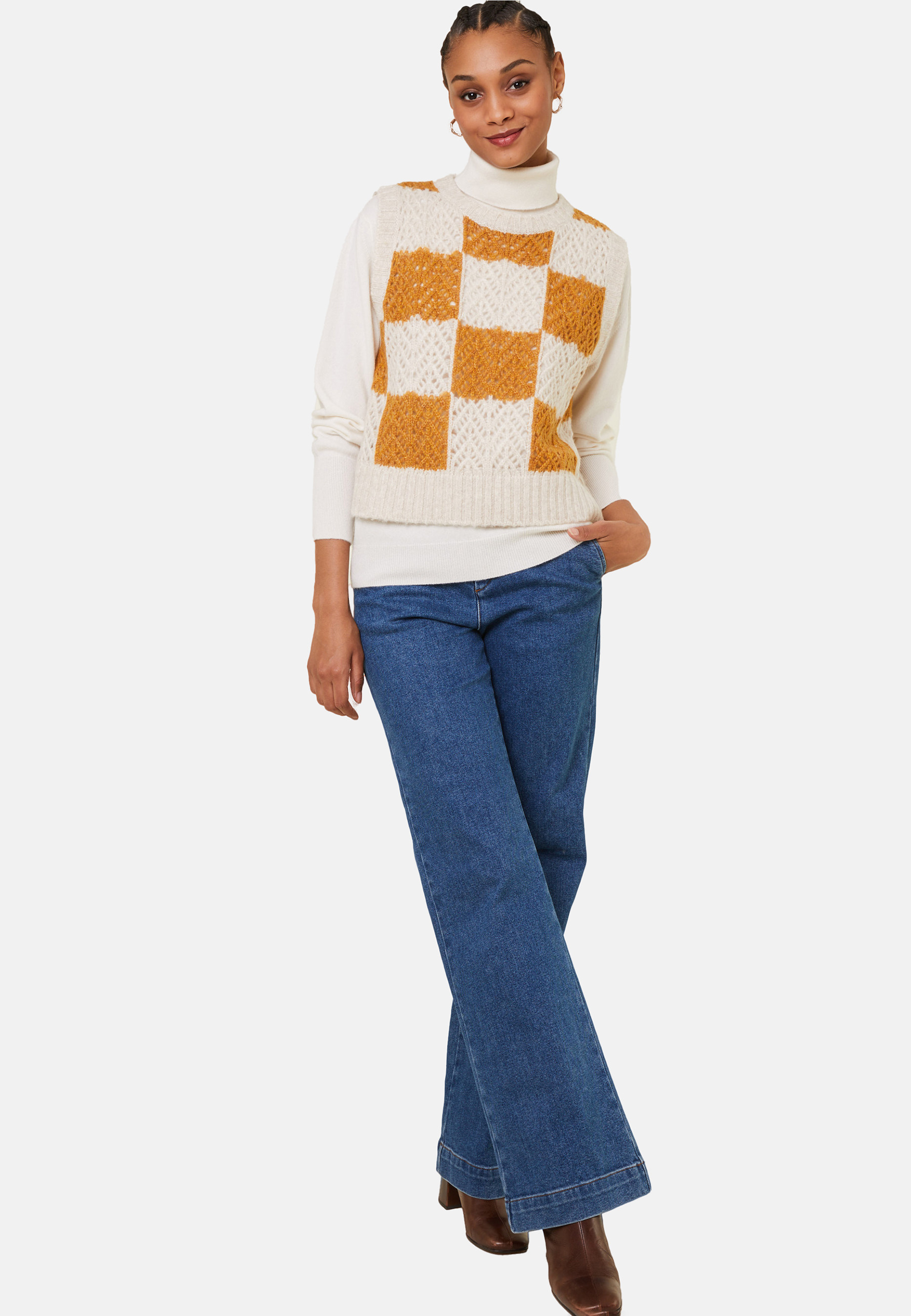 Pull ajouré sans manches en laine cocon - Geva