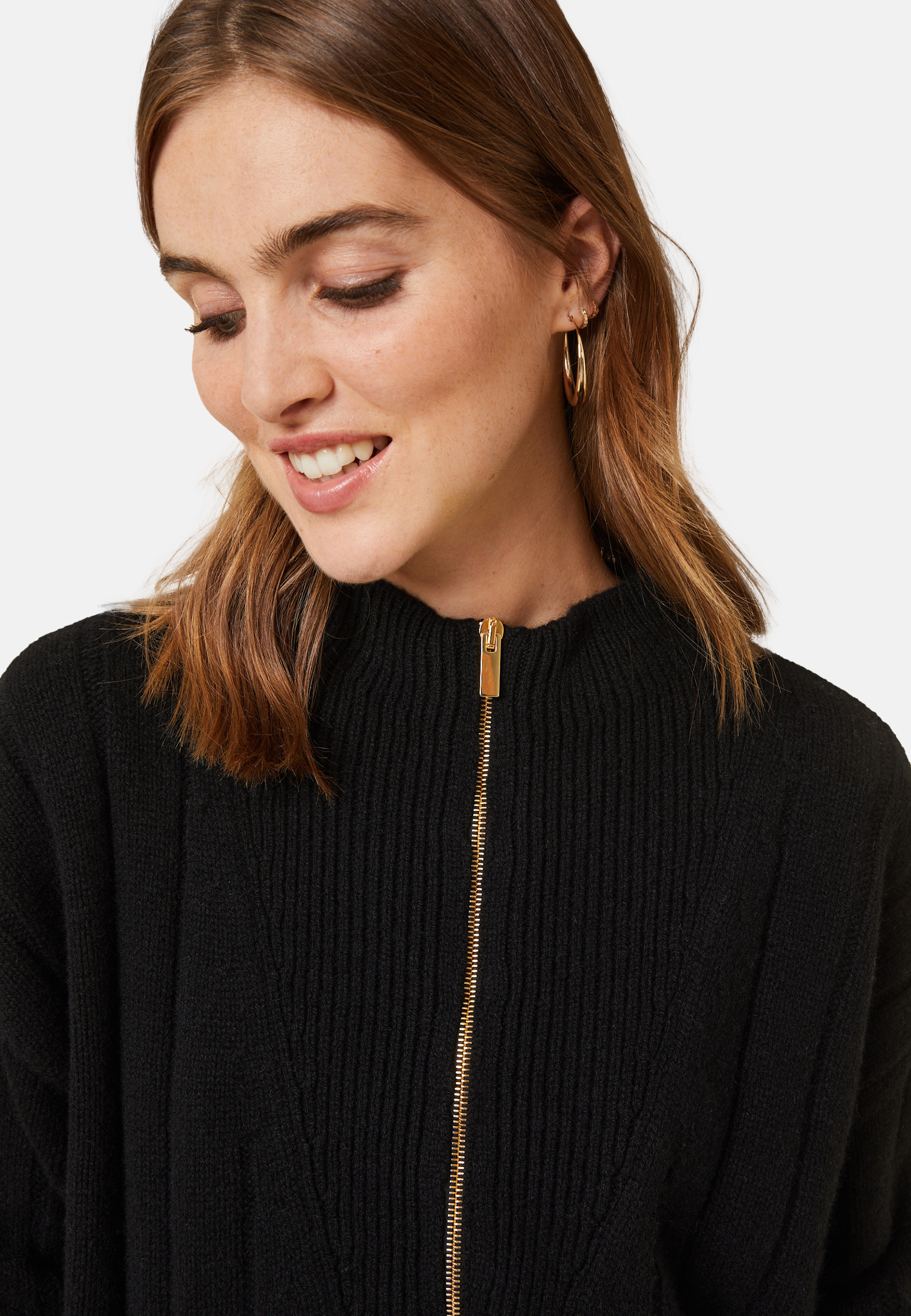 Zipped high-neck sweater in recycled cashmere and wool - Lodric