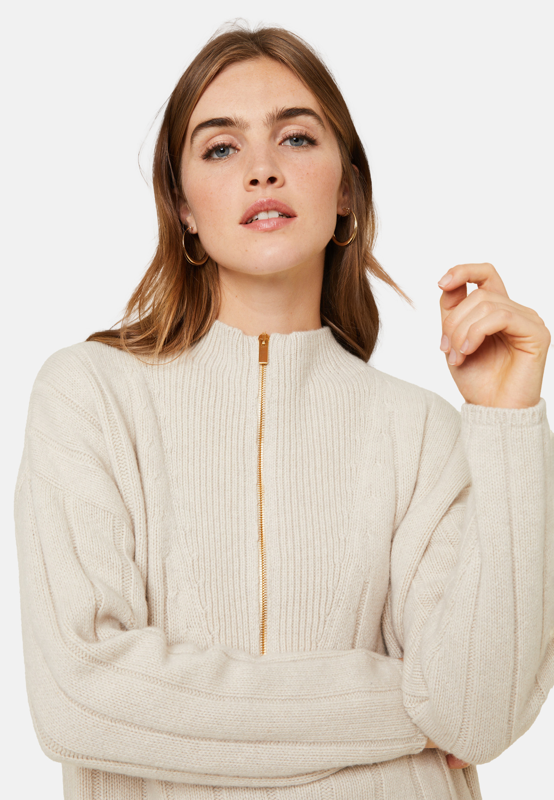 Pull col montant zippé en cachemire et laine recyclés - Lodric