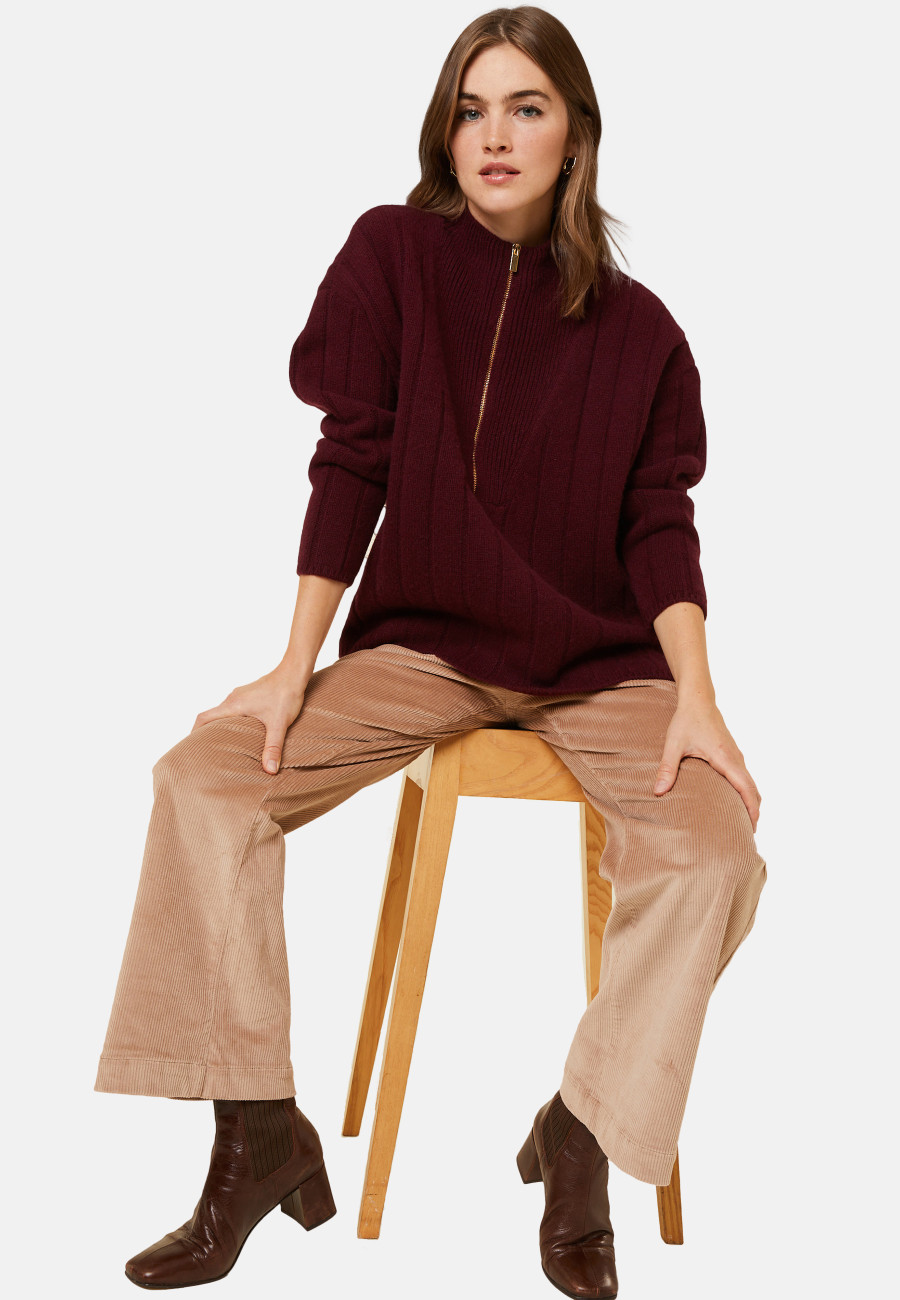 High-neck zipped cashmere blend sweater - Lodric