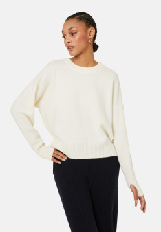 Pull col rond manches mitaines en laine et cachemire - Gemma