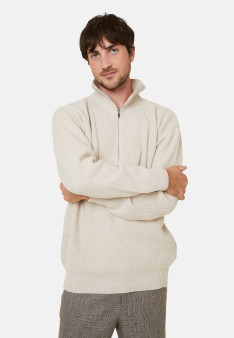 Recycled Wool and Cashmere Beaded Trucker Neck Sweater - English