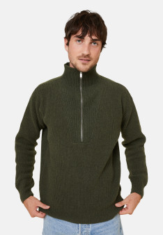 Recycled Wool and Cashmere Beaded Trucker Neck Sweater - English