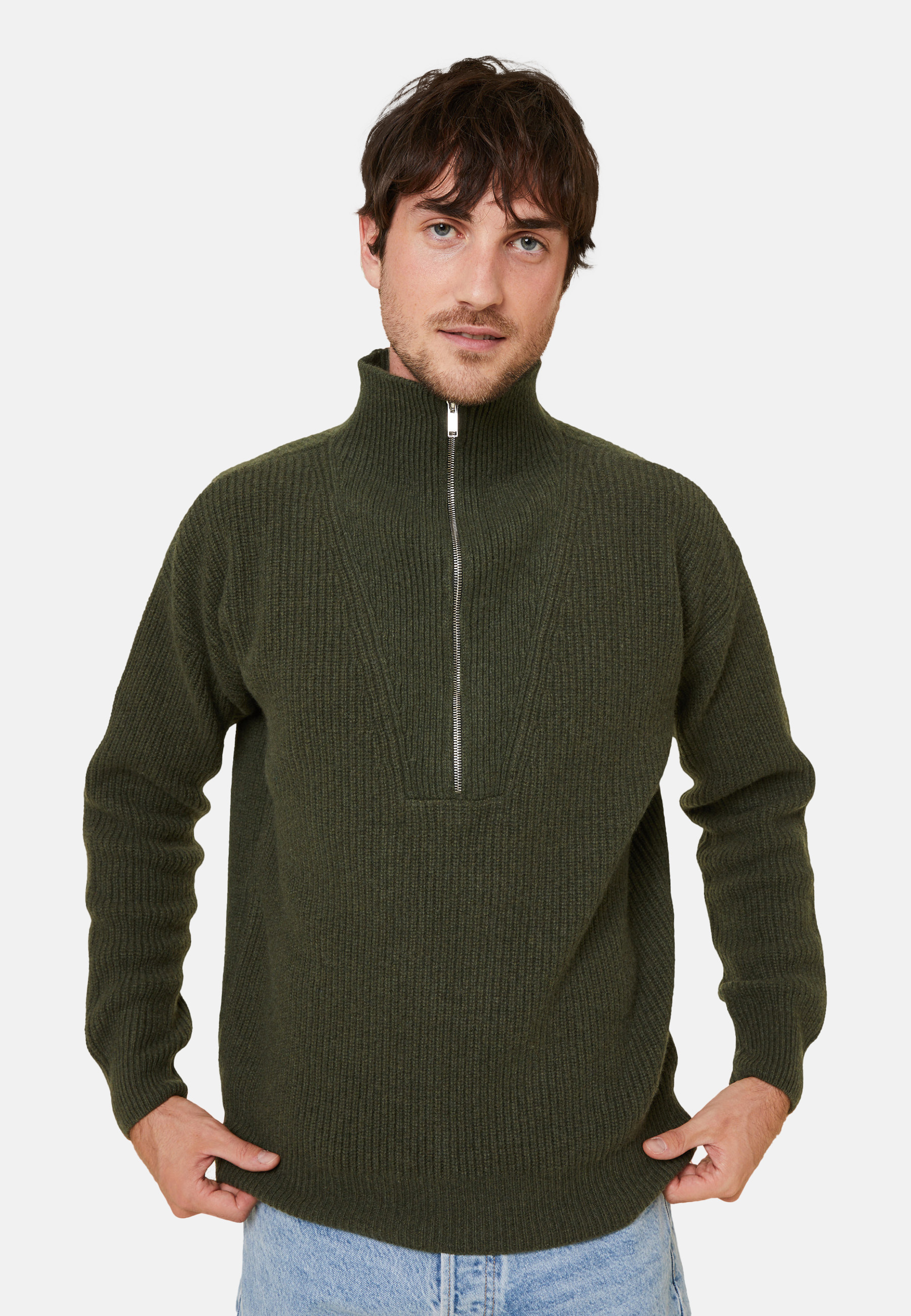 Recycled Wool and Cashmere Beaded Trucker Neck Sweater - English