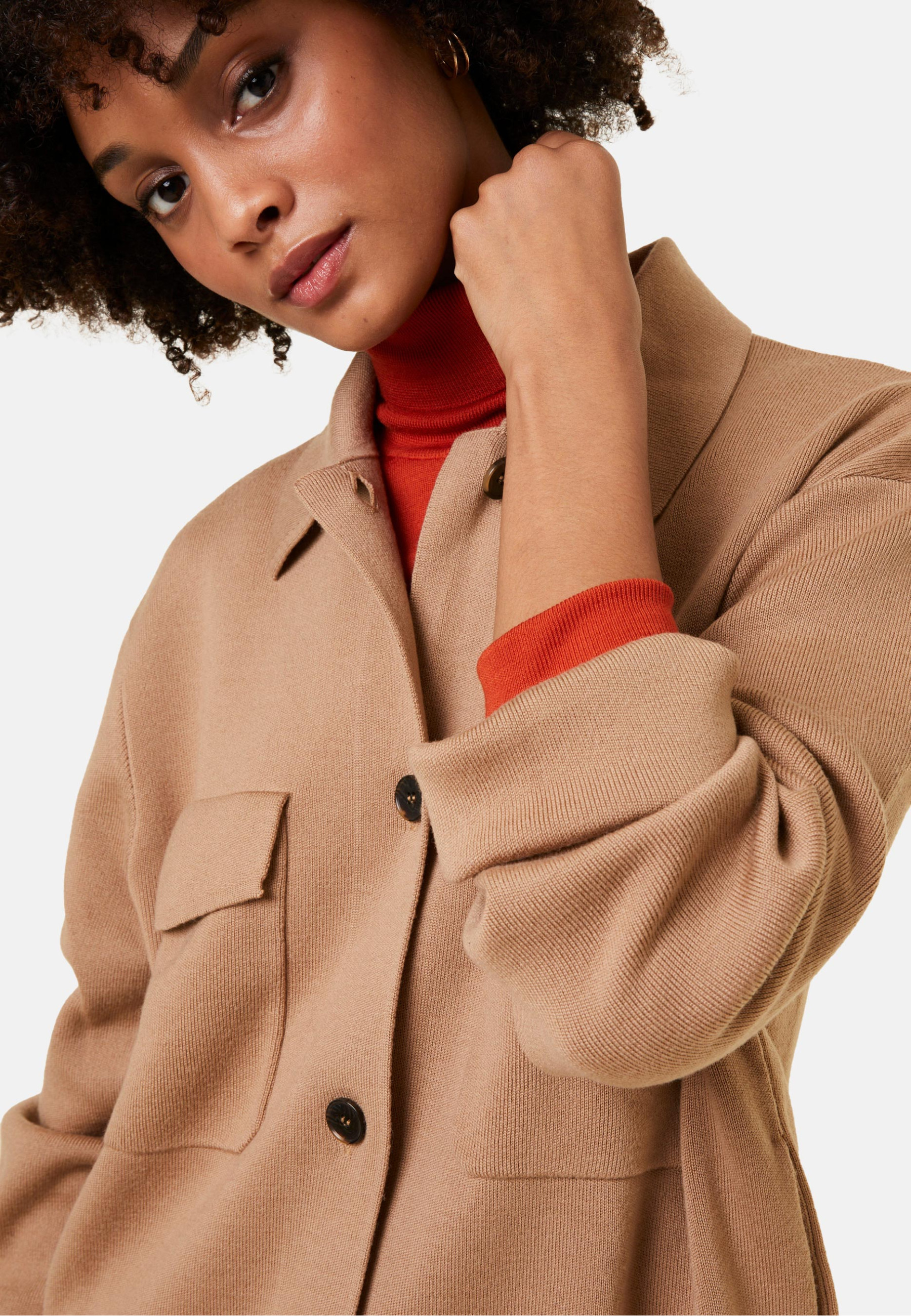 Veste boutonnée avec poches en laine mérinos - Giselle