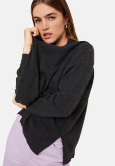 Loose sweater with V-neck slits in cashmere - Alienor