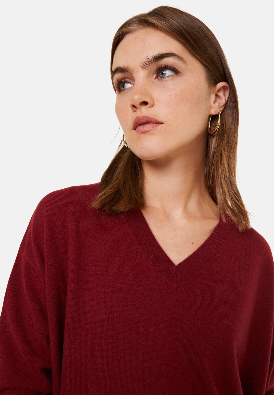 Suéter de cashmere folgado com decote em V e fendas - Alienor