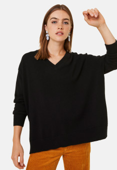 Loose sweater with V-neck slits in cashmere - Alienor