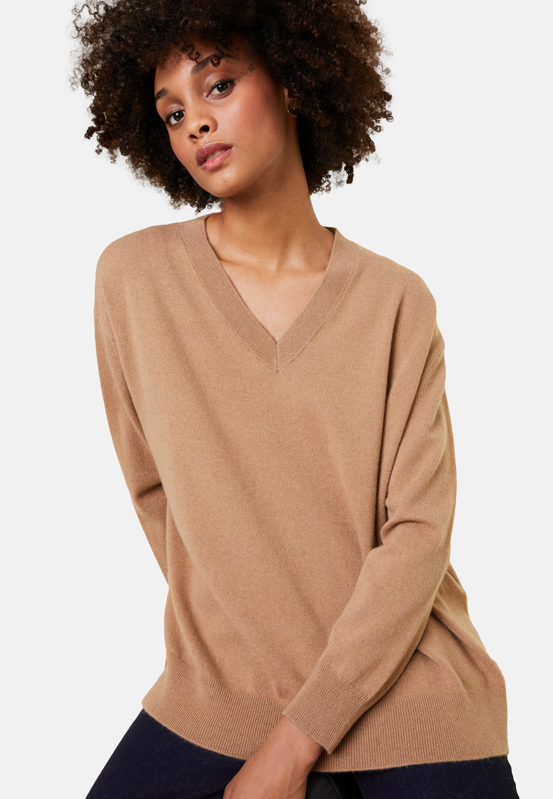 Loose sweater with V-neck slits in cashmere - Alienor
