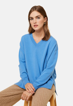 Loose sweater with V-neck slits in cashmere - Alienor