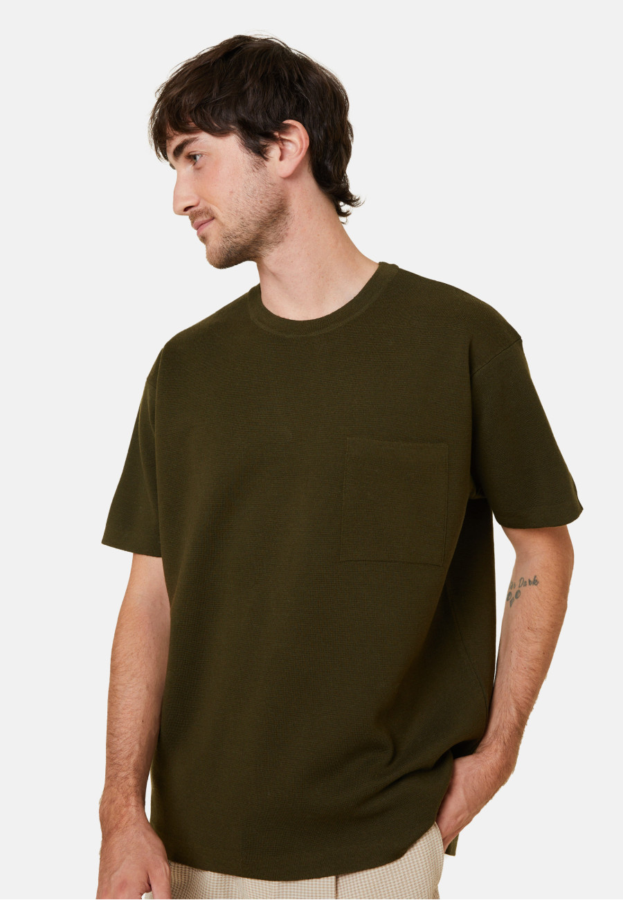 Camiseta folgada com bolso em lã merino - Florentin