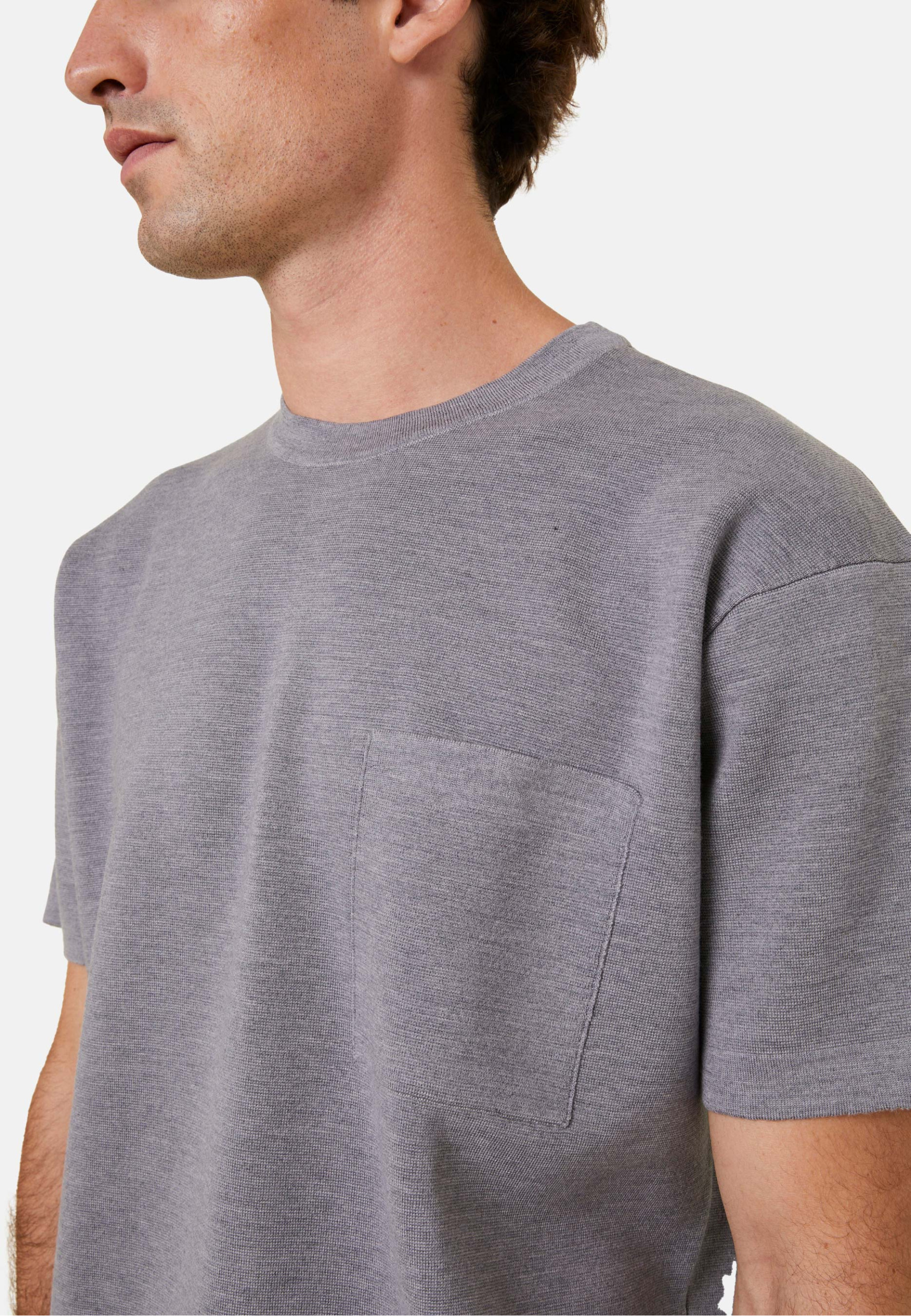 Loose t-shirt with pocket in merino wool - Florentin