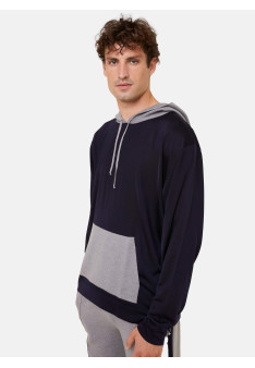 Hooded hoodie with pockets in wool and Fil lumière - Flavien