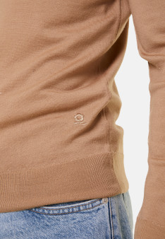 Trucker neck sweater with logo in merino wool - Ryan