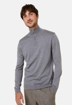Trucker neck sweater with logo in merino wool - Ryan