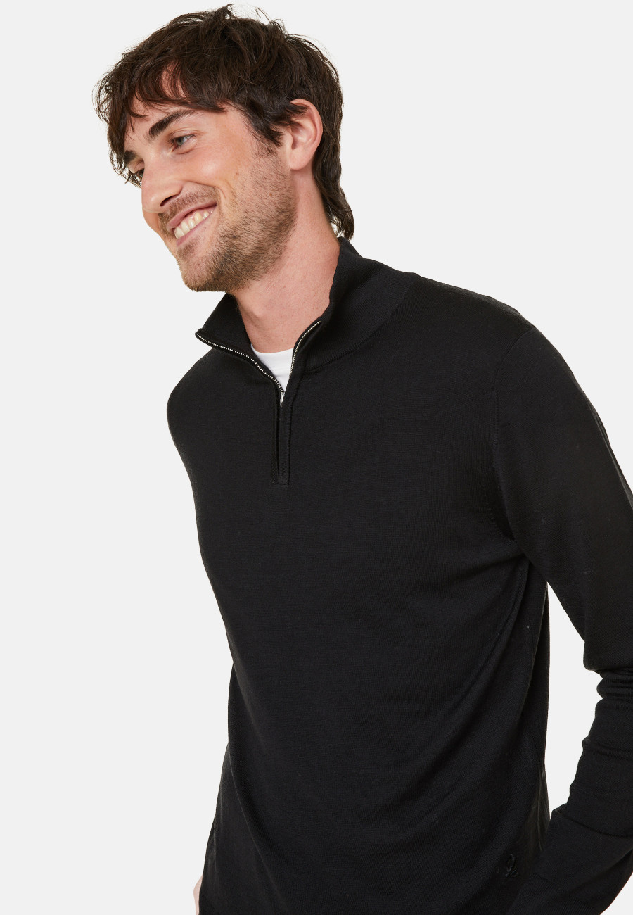 Trucker neck sweater with logo in merino wool - Ryan