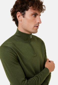 Trucker neck sweater with logo in merino wool - Ryan