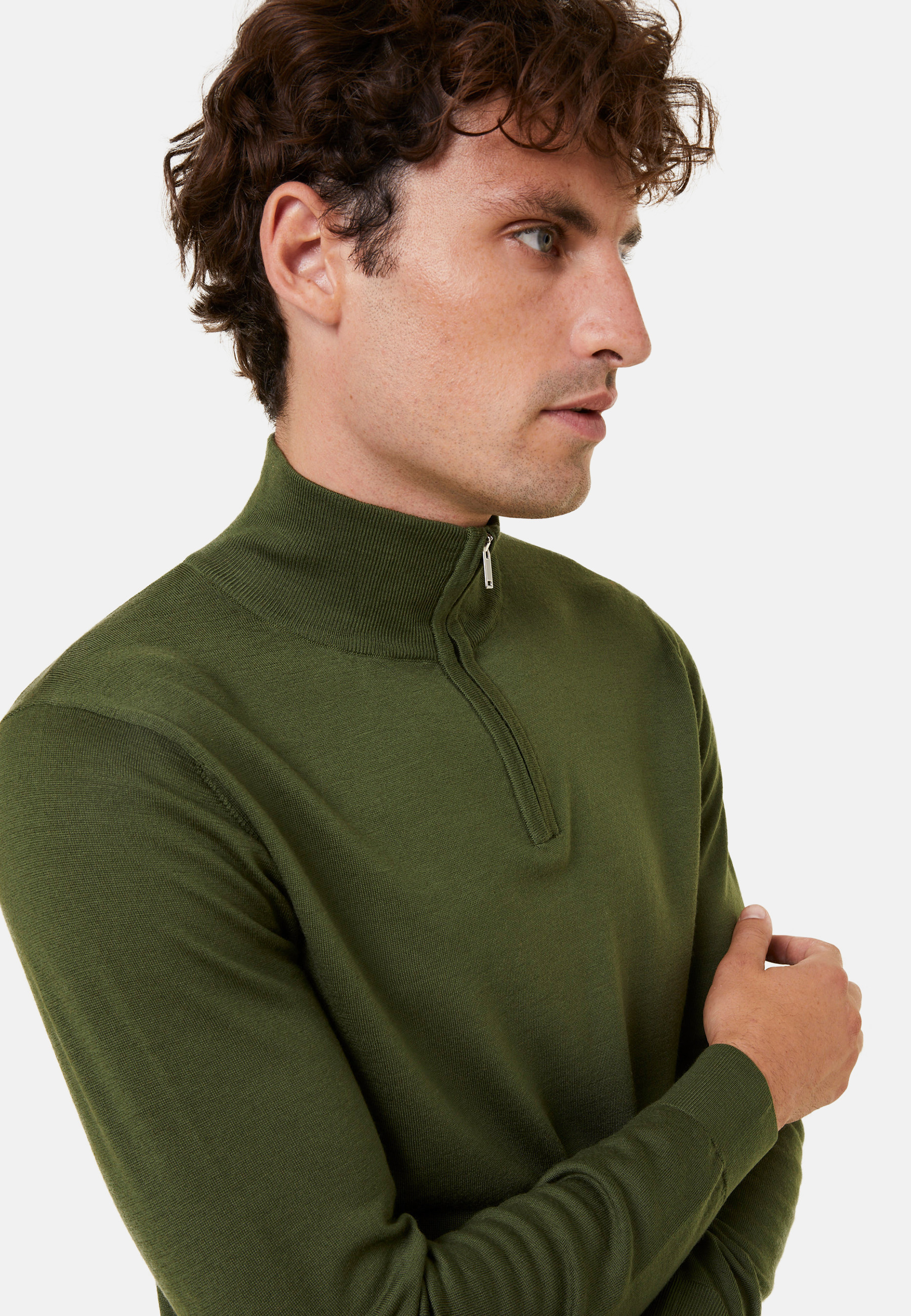 Trucker neck sweater with logo in merino wool - Ryan