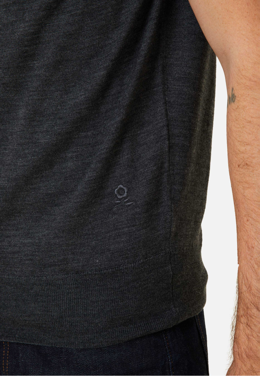 Colete sem mangas em lã merino com logotipo - Ernardo