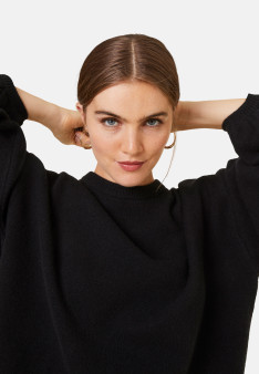 Round-neck sweater with balloon sleeves in recycled cashmere and wool - Lamara