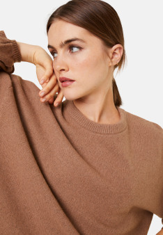 Round-neck sweater with balloon sleeves in recycled cashmere and wool - Lamara