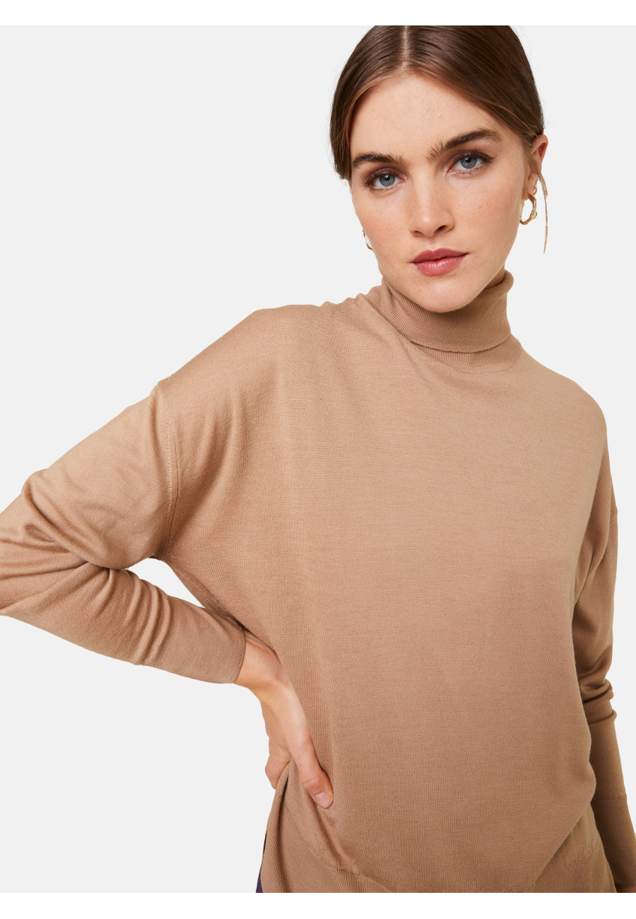 Gola alta com fenda de lã merino - Amy