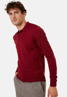 Polo neck sweater with logo in merino wool - Eni