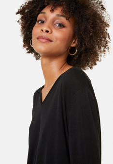 Long-sleeved cashmere bamboo t-shirt with slits - Aelys