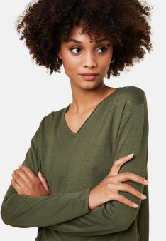 Long-sleeved cashmere bamboo t-shirt with slits - Aelys