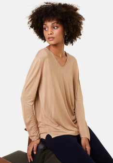 T-shirt manches longues en bambou cachemire à fentes - Aelys