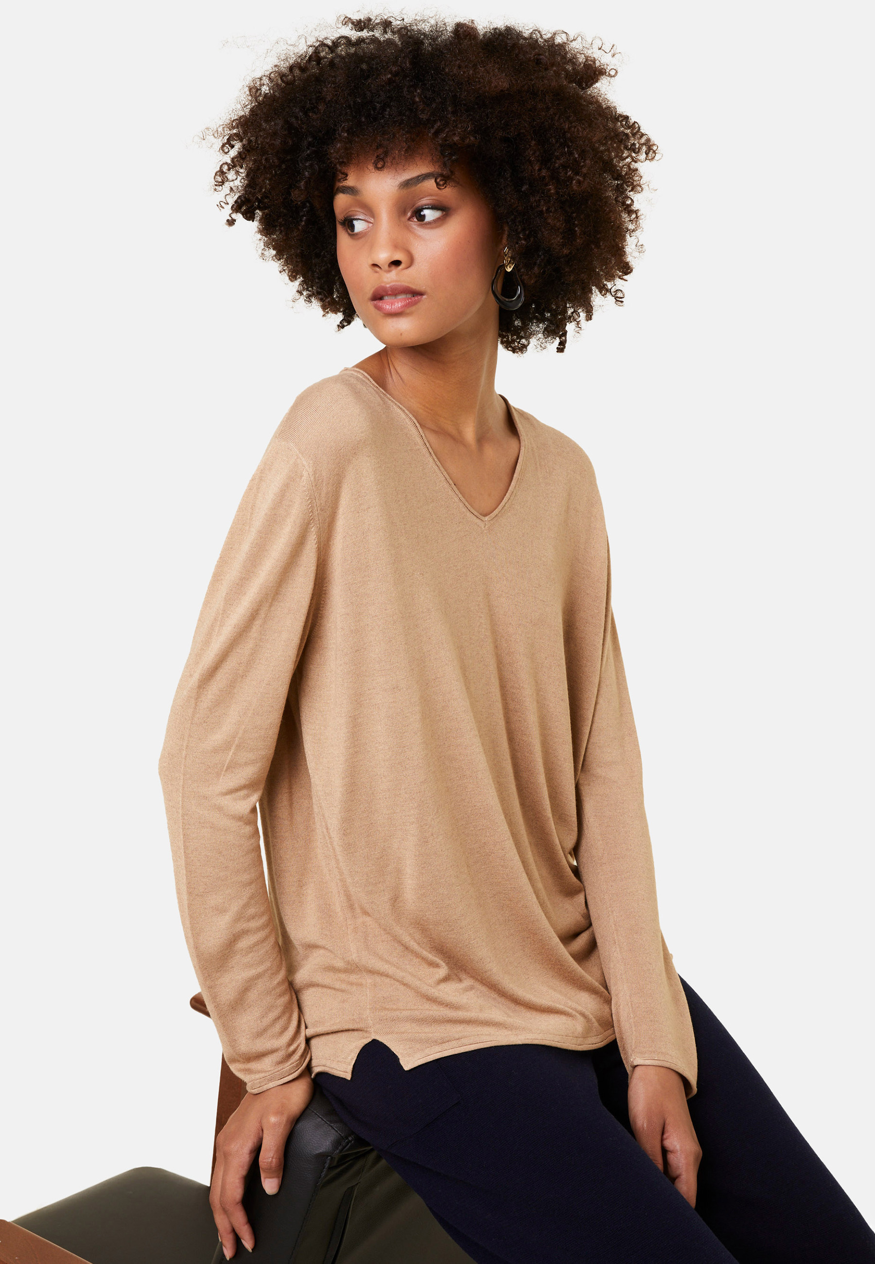 T-shirt manches longues en bambou cachemire à fentes - Aelys