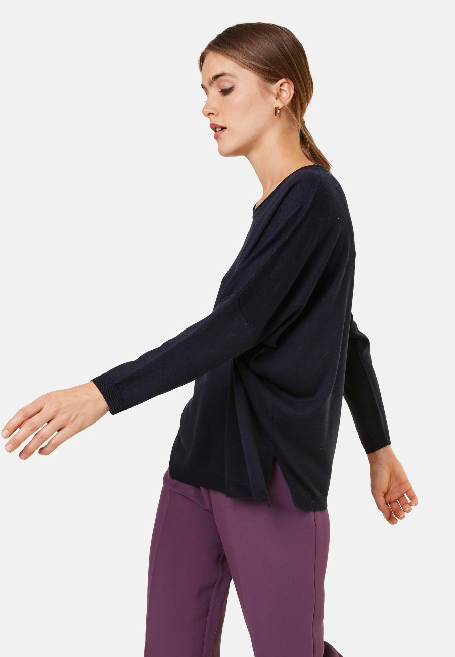 Loose-fitting merino wool round neck sweater - Azel