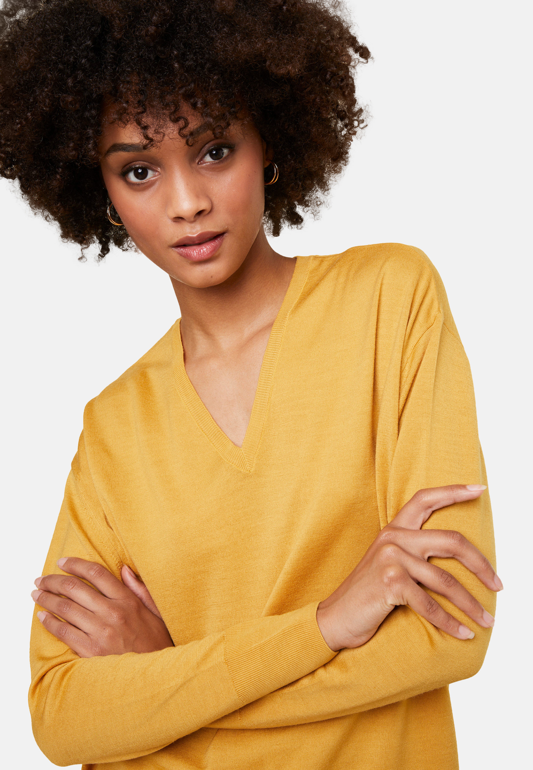 Merino wool V-neck sweater with slits - Aurora