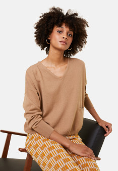 Short cashmere sweater with pocket - Balba