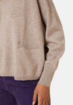 Short cashmere sweater with pocket - Balba