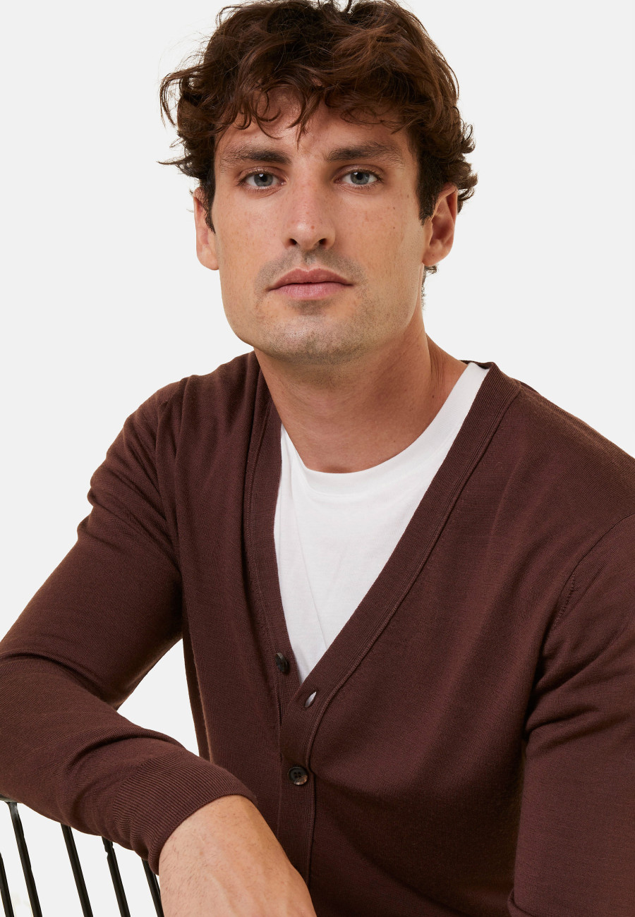 Buttoned vest with logo in merino wool - Etienne