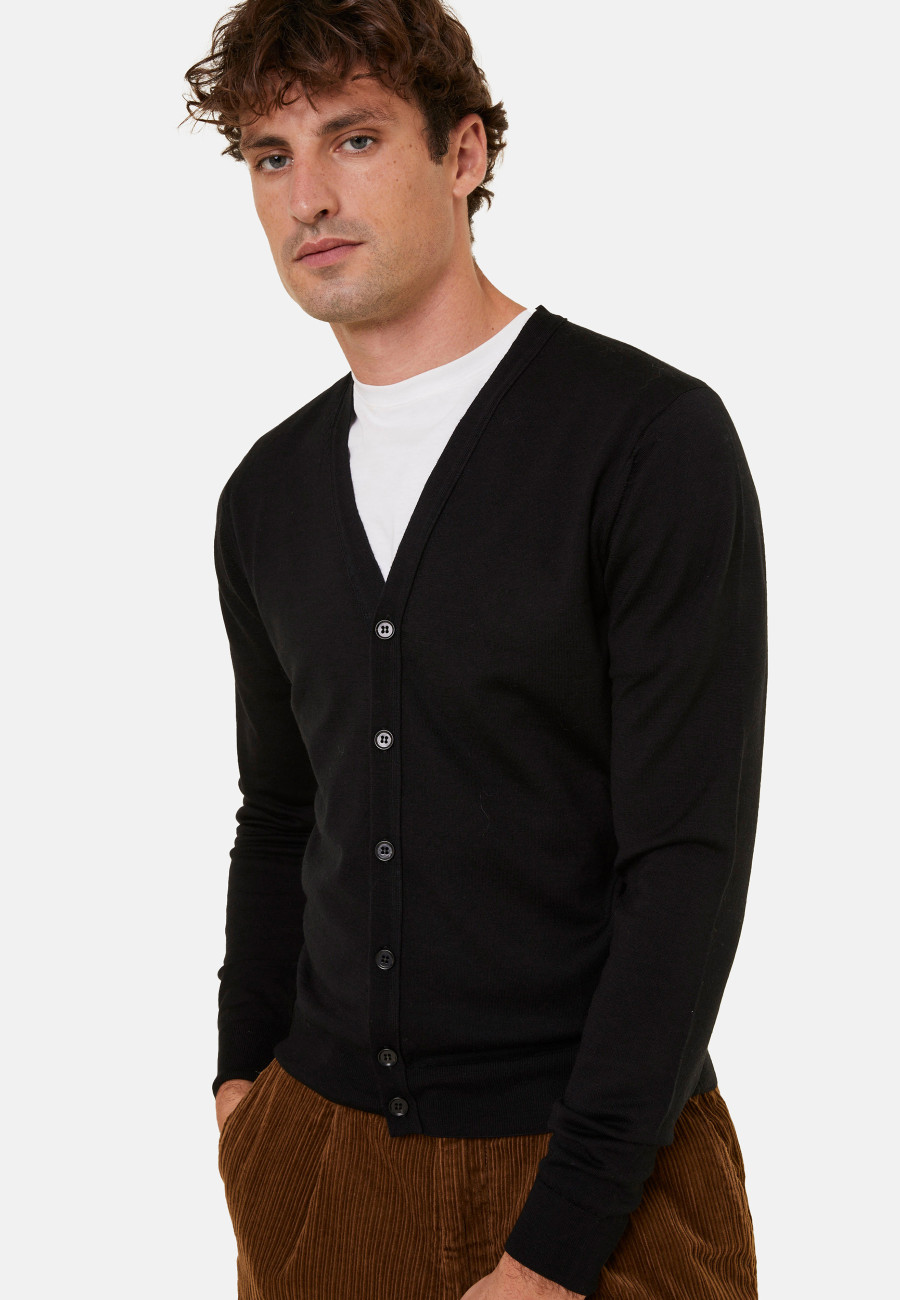 Buttoned vest with logo in merino wool - Etienne