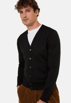 Buttoned vest with logo in merino wool - Etienne