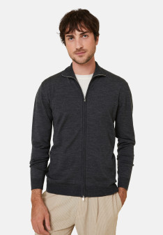 Zipped vest with logo in merino wool - Estian