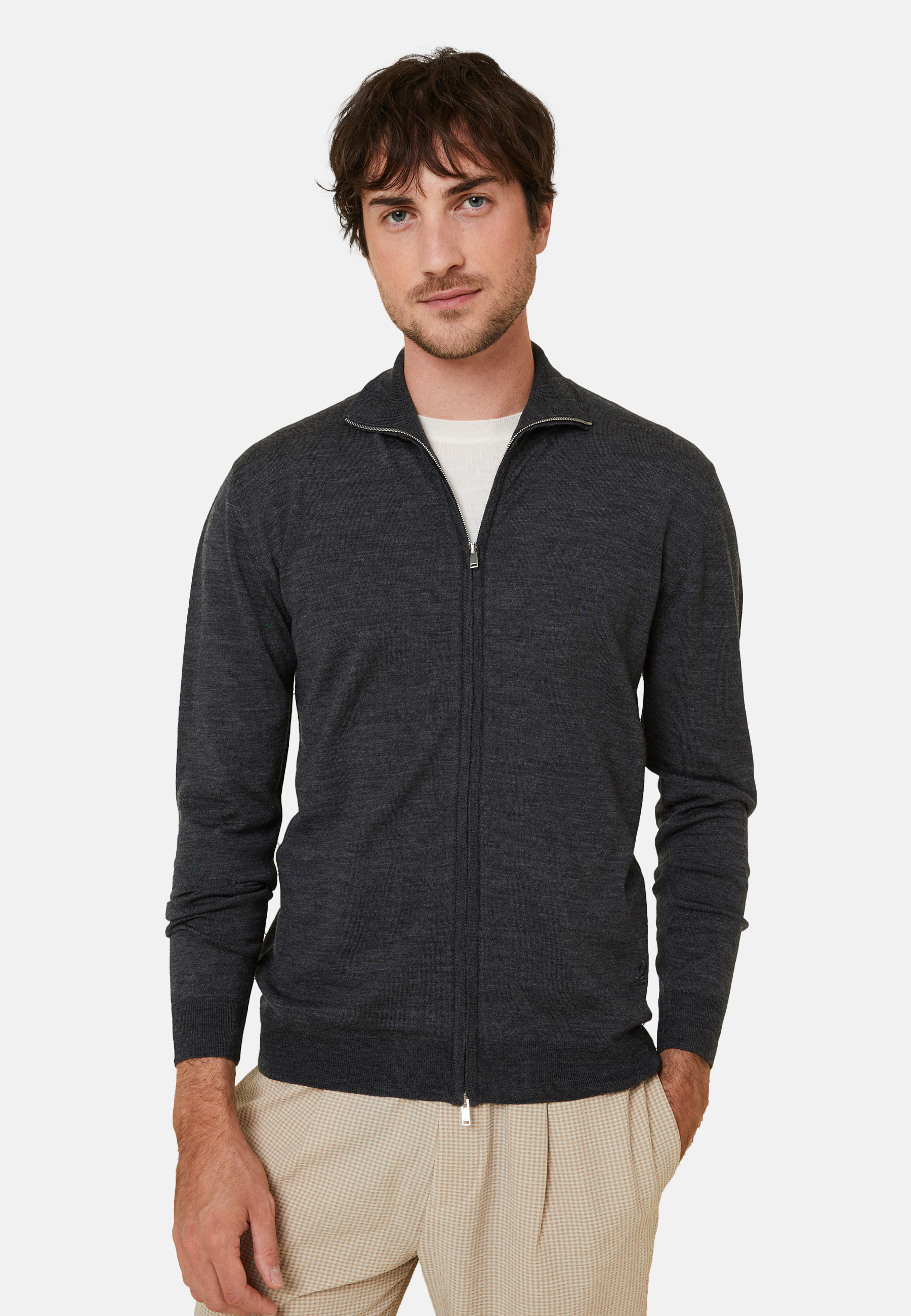 Zipped vest with logo in merino wool - Estian