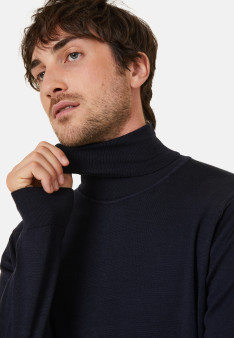 Turtleneck sweater with logo in merino wool - Enzo