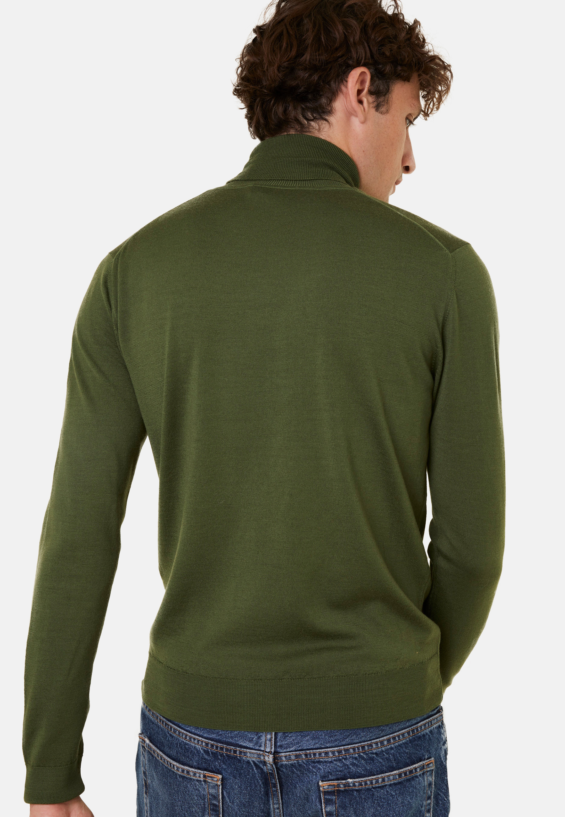 Turtleneck sweater with logo in merino wool - Enzo