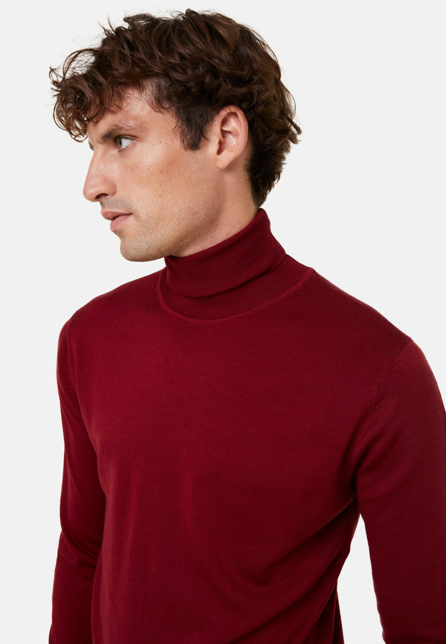 Turtleneck sweater with logo in merino wool - Enzo