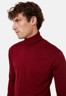 Turtleneck sweater with logo in merino wool - Enzo
