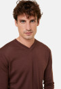 Pull col V avec logo en laine mérinos - Elmo 7881 cerise - 51 Bordeaux