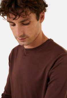 Pull col rond avec logo en laine mérinos - Eddie 7852 celadon - 94 Vert amande